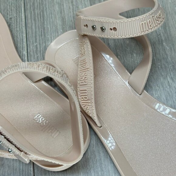 Melissa Sandals Womens Sz 5 M Lover Strappy Flats Vegan Synthetic Beige - Picture 11 of 12